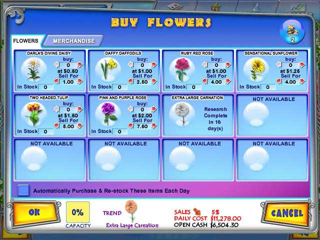 Скриншот Flower Stand Tycoon (2008) PC